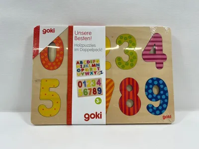 Produktbild von goki - Holzpuzzle im Doppelpack Alphabet und Zahlen 400-52368