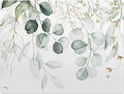 Produktbild von Aquarell-Zweigblätter – Bodenschutzmatte – Rutschfest – Schutzmatte für Büro – Vinylmatte – Stuhlunterlage – 120 x 90 cm