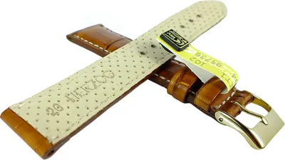 Produktbild von Herzog Kroko-Sport > Uhrenarmband 22mm > gepolstert Krokoleder braun , Schließe:Gelbgolden
