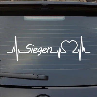 Produktbild von Heckscheibenaufkleber Siegen Herzschlag Puls Stadt Liebe 55x17 cm Weiss Glanz Auto Aufkleber Sticker