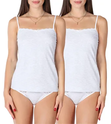 Produktbild von Bellivalini Damen Unterhemd aus Baumwolle mit Spitze BLV50-221 (Grau, 3XL )
