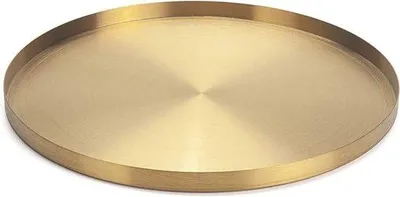 Produktbild von Dienblatt - Rundes Metalltablett - Servierplatte - Rund - Metall - Gold