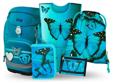 Produktbild von Baagl Airy Plus Schulranzen-Set 5-teilig, 25 l, ab 130 cm (Butterfly)