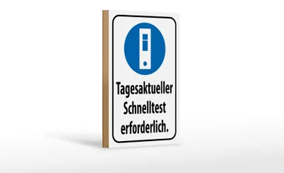 Produktbild von Holzschild Hinweis 12x18cm tagesaktueller Schnelltest