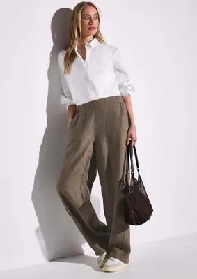 Produktbild von Street One Wide Leg Hose 'Wide Leg Leinenhose', A378739, acron brown, Gr. 42 x 32