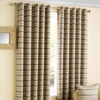 Produktbild von HOMESCAPES Moderne Gardinen mit Ösen gestreift silber 2 Stück L 182 x B 165 cm