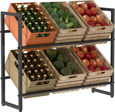 Produktbild von Eikuavons 3er Set Getränkekistenregal für 6 Kisten 105x32x85 cm Metall Schwarz