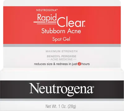 Produktbild von Gesichtsgel, Neutrogena, hartnäckige Akne, Spot Gel, Anti-Akne, mit 10% Benzoylperoxid, lokale Behandlung, reduziert sichtbar Rötungen und Entzündungen, 28gr
