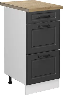 Produktbild von Küchenunterschrank Vicco R-Line Anthrazit Landhaus 40 cm mit Schubladen, AP Eiche, Model 46353