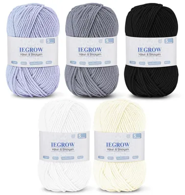 Productafbeelding van Hekelgaren, 50 gram per bol, verkrijgbaar in 5 kleuren. 5-voudig acryl garen, geschikt voor beginners en kinderen