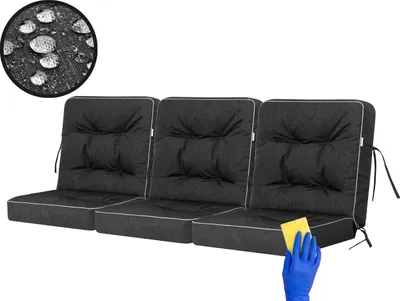 Produktbild von HOBBYGARDEN Schaukelkissen Venus Bankkissen Garden Kissen Schaukelauflagen Bankauflagen Auflagen Kissen Hollywoodschaukel Schaukel Bank Schwarz 150 cm