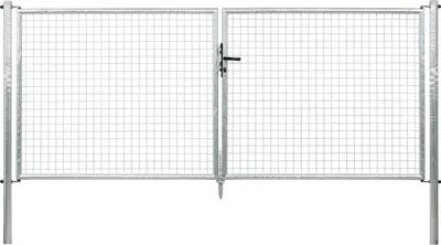 Produktbild von Alberts Wellengitter-Doppeltor mit Zubehör, Breite 300 cm, Höhe 125 cm, feuerverzinkt, zum Einbetonieren, Pfostentärke 60 mm