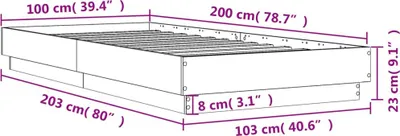 Image de vidaXL Cadre de lit LED chêne Sonoma 100x200 cm