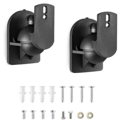 Produktbild von 2 Stück Schwarze Universal-Lautsprecher-Wandhalterung Lautsprecherhalterung schwenkbar, neigbar max. Tragkraft 3,5 kg