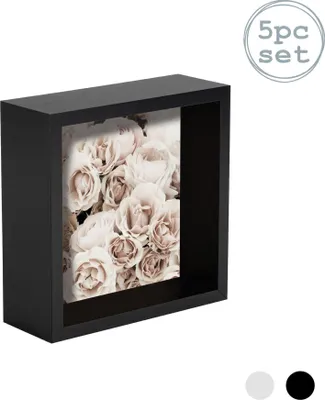 Produktbild von Nicola Spring 5 Stück Box Photo Frame Set - 4 x 4 Quadrat-Acrylrahmen - Schwarz