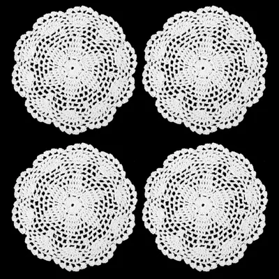 Productafbeelding van Set van 4 handgehaakte ronde onderzetters van 19 cm