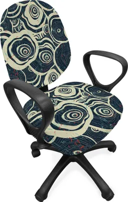 Produktbild von ABAKUHAUS Grunge Bürostuhl Schonbezug, Kreise des Baumes, dekorative Schutzhülle aus Stretchgewebe, Reseda Grün Blau
