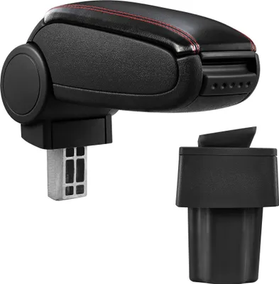 Produktbild von [pro.tec] Mittelarmlehne Passgenau für Opel Astra G in den Baujahren 1998 - 2004 - Armauflage mit Staufach - gepolstert - schwarz Kunst-Leder - mit roten Nähten