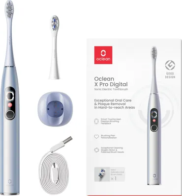Zdjęcie produktu dla Oclean X Pro, Dorosły, Szczoteczka do zębów drgająca, Głębokie czyszczenie, Masaż, Wybielający, 3 ruchów na minutę, Srebrny, 84000 ruchów na minutę