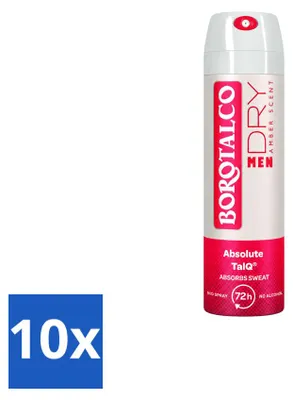 Image de 10 sprays déodorants Borotalco Men Amber - 150 ml - Pack économique - 10 pièces