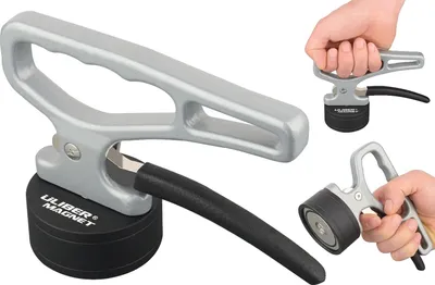 Zdjęcie produktu dla Wytrzymały podnośnik magnetyczny, mechanizm szybkiego zwalniania, ergonomiczny uchwyt, srebrny