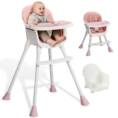 Produktbild von LEADZM Hochstuhl Baby, Babyhochstuhl, Kinderstuhl, , Abnehmbares Tablett, Sicherheitsgurt, Esszimmerstuhl,Einstellbare Höhe,Rosa