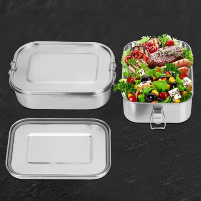 Immagine prodotto di Contenitore per alimenti in acciaio inossidabile Vigevee, lunchbox con chiusura ermetica e scomparti, capacità 1200 ml