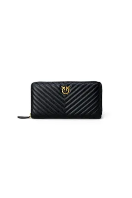 Zdjęcie produktu dla PINKO Geldbörse Ryder Zip Around Sheep Nappa Chevron Black - Antique Gold schwarz