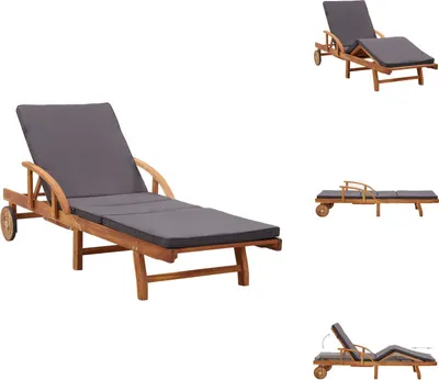 Image de vidaXL Transat en bois d'acacia massif avec coussin - Transats