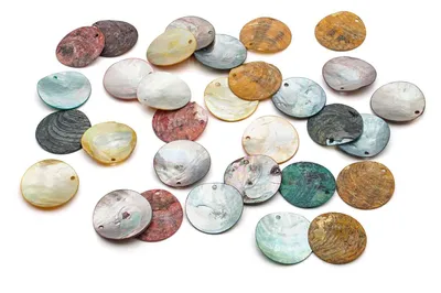 Produktbild von Vintageparts Perlmuttscheiben bunt 25 mm Muschelscheiben Mix 30g