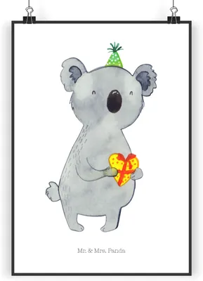 Produktbild von Mr. & Mrs. Panda Bild Koala Geschenk DIN A5 - Weiß - drucke, Wandbild, Geburtstag, Party, Plakat, Wanddekoration, wanddeko