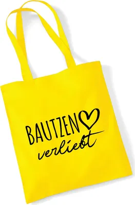 Produktbild von Huuraa Jutebeutel Bautzen verliebt 10 Liter Yellow Baumwolle Tasche Geschenkidee