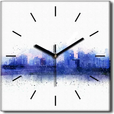 Produktbild von Coloray Uhr auf Leinwand 30x30 cm Wand Uhr Dekoration Wohnzimmer Segeltuch schwarze Hände -Abstraktionsstadt
