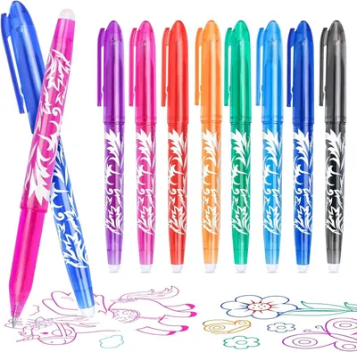 Imagen del producto de Set de bolígrafos borrables, 8 colores, punta de 0,5 mm, para uso escolar y de oficina