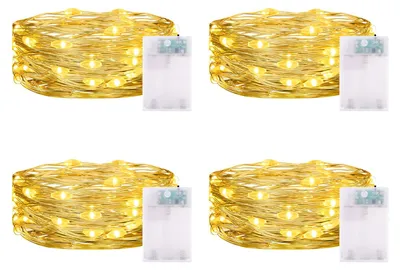 Lichtsnoer 2 m, 20 LEDs, batteriebetrieben, Timer, warmweiß, 4er-Pack