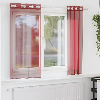 Produktbild von Eleganter Voile Vorhänge mit Ösen 2er set - Wohnzimmer - Schlichtes & einfarbiges Desgin- Weinrot GermanyMöbel 81590 - Gardinen & Vorhänge