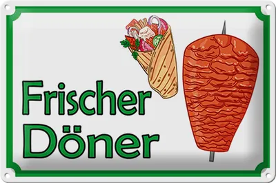 Produktbild von Blechschild Hinweis 30x20cm frischer Döner Restaurant