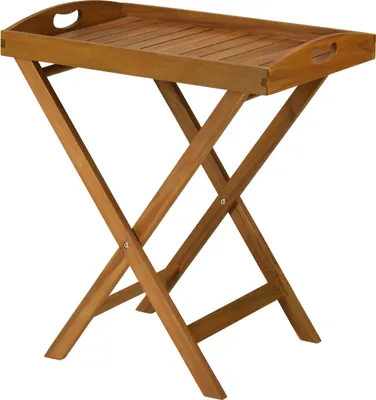 Image de Table en bois avec plateau de service portable, 60 cm