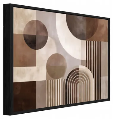 Produktbild von Bilder mit Rahmen Abstraktion Geometrisch Boho - 100x70 cm - Wandbilder Wohnzimmer Schlafzimmer - Leinwand Bilder mit Rahmen Braun - PPR16131O1