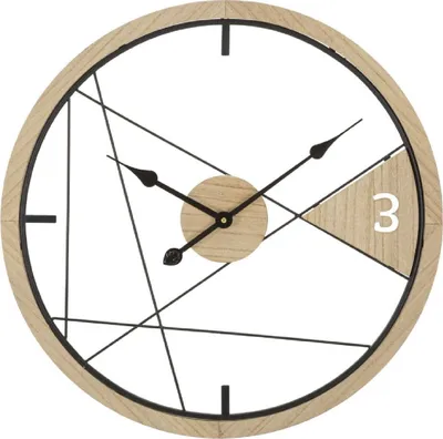 Obrázek produktu pro Mauro Ferretti Nástěnné hodiny s geometrickým vzorem Ø 60x2,5 cm hnědé a černé