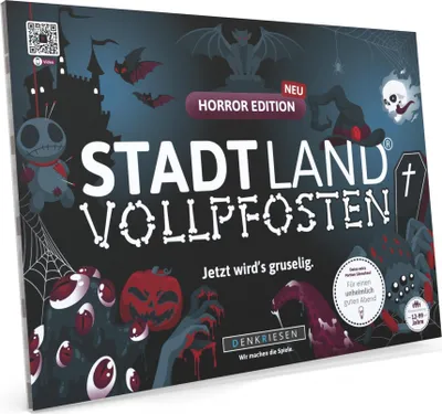 Produktbild von Stadt Land Vollpfosten® Horror Edition – "Jetzt wird's gruselig." | A4 Spielblock