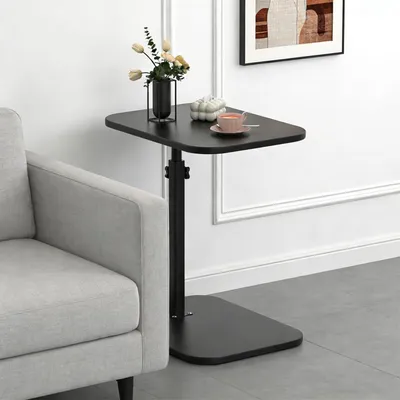Produktbild von Beistelltisch Höhenverstellbar 360° Drehbar Schwarz 40 x 30 x 80 cm