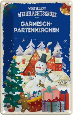 Produktbild von vianmo Blechschild 30x20 cm Weihnachtsgrüße GARMISCH-PARTENKIRCHEN Weihnachten