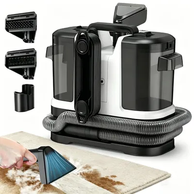 Produktbild von Handstaubsauger Teppichreiniger - Tragbarer Polster- und Textilreiniger - 500W - 12 kPa Saugkraft - Nassreiniger für Sofa und Teppich - Schwarz
