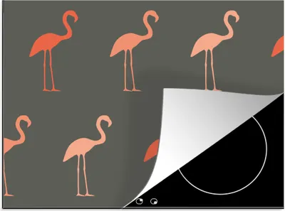 Produktbild von KitchenYeah© Herdabdeckplatte Flamingo - Vogel - Muster , 57x51cm, Küche Deko, Glaskeramikkochfeld Herdabdeckung, Abdeckplatte fùr Kochfeld