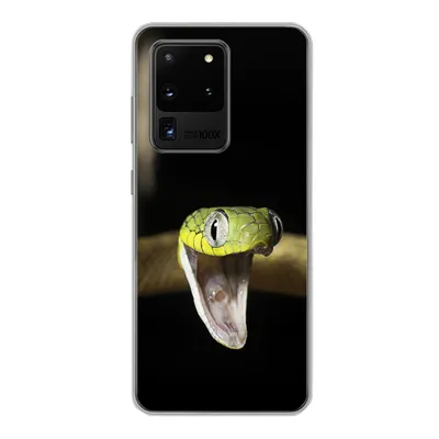 Produktbild von MuchoWow® Handyhülle Schutzhülle Hülle für Samsung Galaxy S20 Ultra Schlange - Tier - Schwarz Silikon Softcase Handy Hülle - Karteninhaber