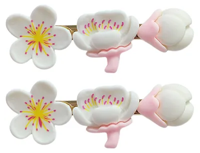 Produktbild von 2 Stück Haarnadeln aus weichem Polymer Clay, Pfirsichblüten-Haarspangen, leicht, rutschfest, rosa Blumendesign, Hanfu-Haaraccessoires F