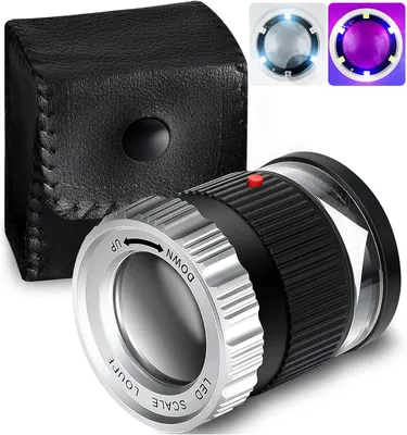 Produktbild von Juwelierslupe, Uhrmacherlupe, 30X LED UV Lupe, Vergrößerungsglas, Leselupe, Leuchtlupe, Handlupe Leselupe, für Textil, Münzen, Stempel, Platte