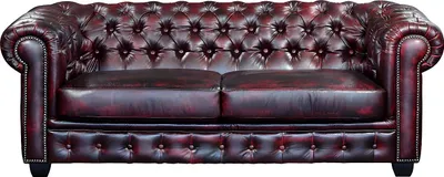 Produktbild von Chesterfield 3-Sitzer Sofa BRENTON 100% Büffelleder - Farbe: Kirsche
