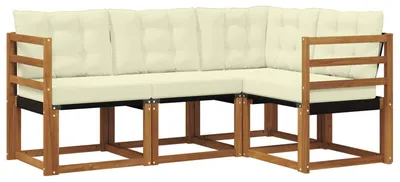 Imagen del producto de vidaXL Juego de sofás de exterior, 4 piezas, color natural y crema